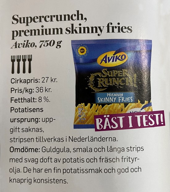 Skinny Fries Bäst i test hos Allt om mat